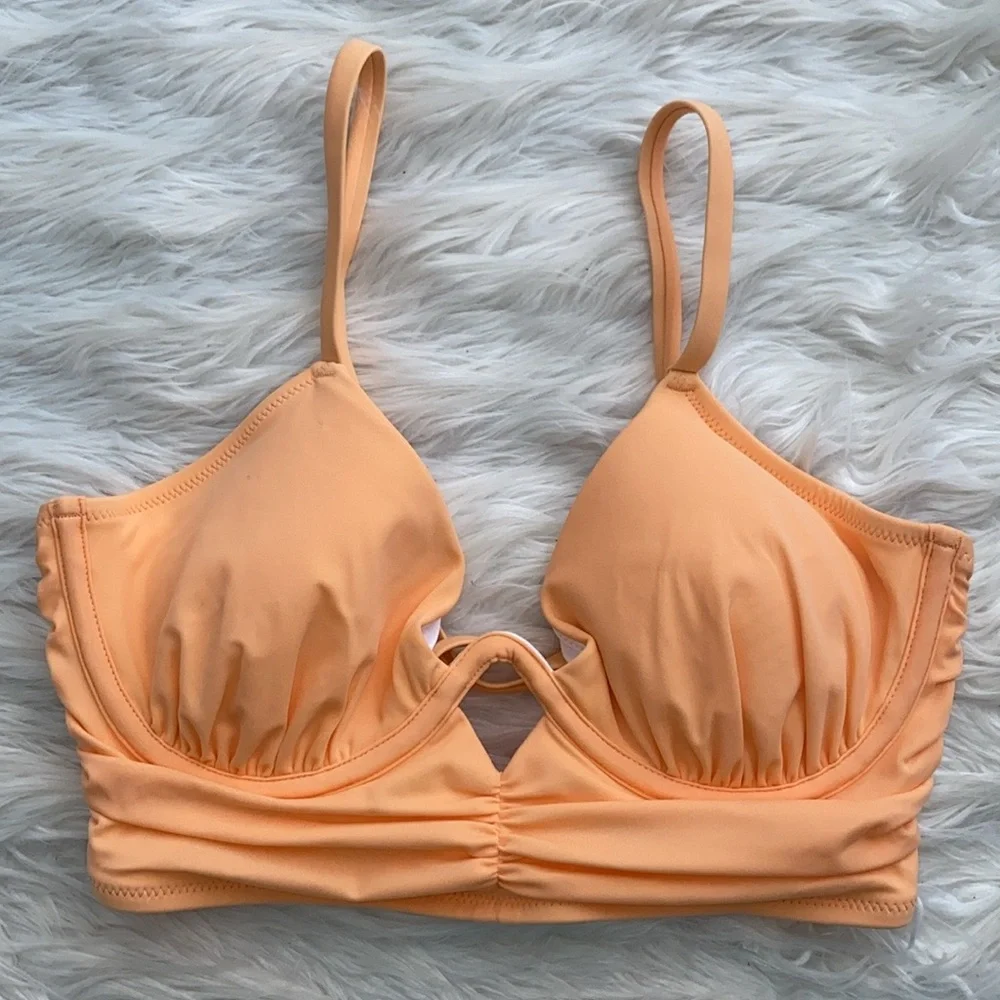 Shade & Shore | Creamsicle Shirred Keyhole Underwire Bikini Top
